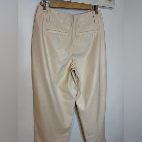 A New Day Beige Faux Leather Pleated Barrel Leg Panta - Picture 5 of 9